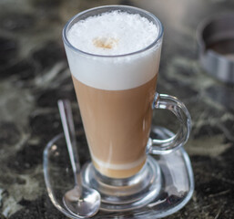 cappuccino latte in glass