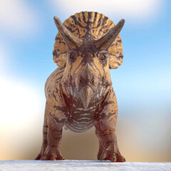 triceratops is looking to the camera on snow background © DM7