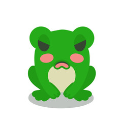 Angry angry frog. Concept of cute frog on white background. Vector illustration. Design element. Image for printing on postcards banners stationery clothes
