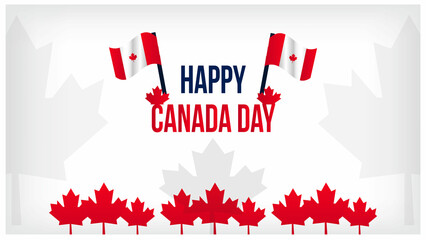 Happy Canada day, Canada victory, independence day, Canada flag, celebration maple leaf icon, fete du canada background, poster, sale banner greeting card  illustration