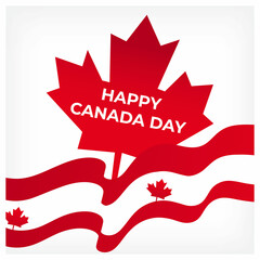 Obraz premium Happy Canada day, Canada victory, independence day, Canada flag, celebration maple leaf icon, fete du canada background, poster, sale banner greeting card illustration