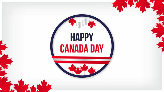 Happy Canada day, Canada victory, independence day, Canada flag, celebration maple leaf icon, fete du canada background, poster, sale banner greeting card  illustration