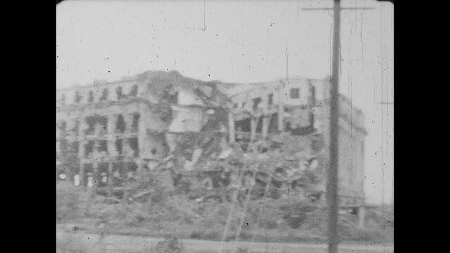 Manila War Damage 1946 - The Port of Manila is in ruins after World War II  
