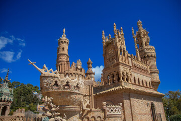 Fototapeta na wymiar View of the pretty Colomares castle, town of Benalmadena, Andalucia, Spain