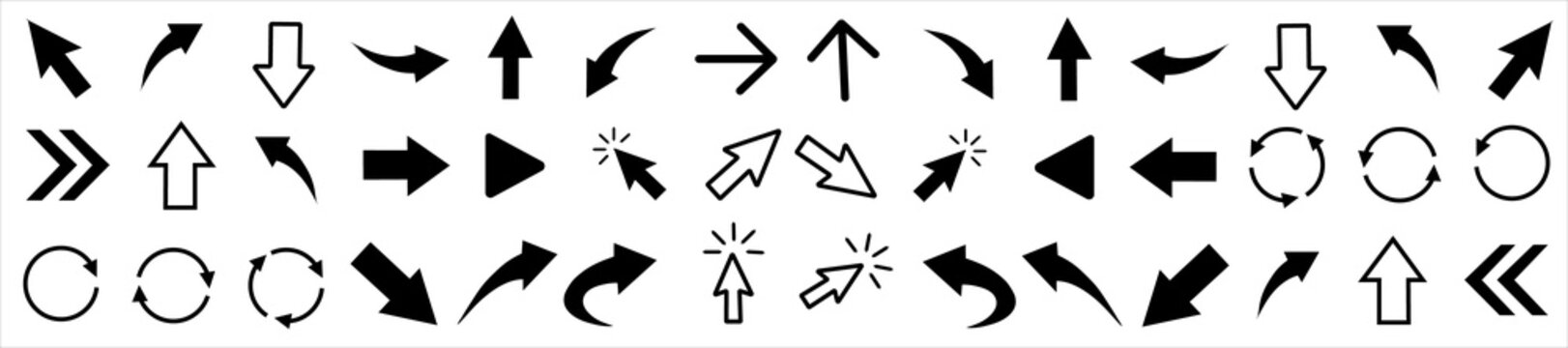Set of black vector arrows. Arrows icon. Arrow vector icon. Arrows vector collection