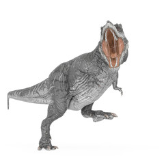 tyrannosaurus rex is angry and walking in white background