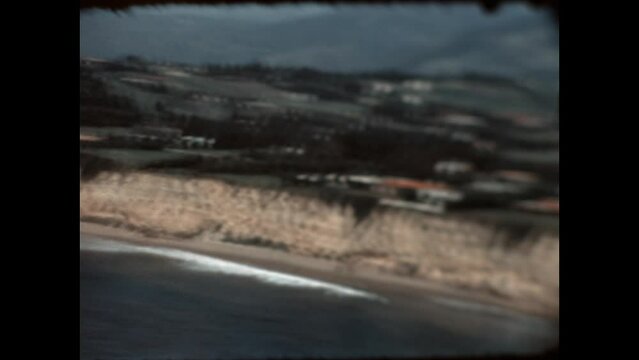 Point Dume Aerial 1967 - Aerial views of the bluffs along Dume Cove and the approach to Point Dume along the coast in Malibu in 1967.  