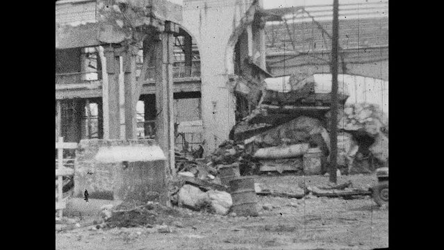 Port of Manila Damage 1946 - Ruins and Rubble at the Manila Port terminal at the end of WWII  