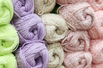 Balls of light wool yarn for needlework