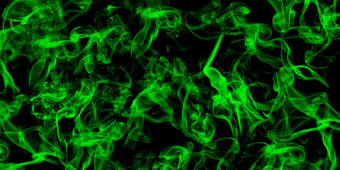 Abstract green smoke on black background