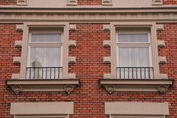 Fototapeta premium Munich, Germany - May 01, 2022: Old Decorative Wooden window.
