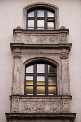 Munich, Germany - May 01, 2022: Old Decorative Wooden window.