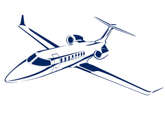Executive light class business jet plane flying - obrazy, fototapety, plakaty