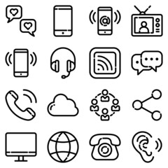Communications Flat Icon Set Isolated On White Background