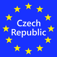 Flag of European Union with Czech Republic. EU Flag. Country border sign of the of Czech Republic. Vector illustration.