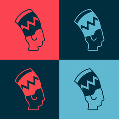 Pop art Nefertiti icon isolated on color background. Vector
