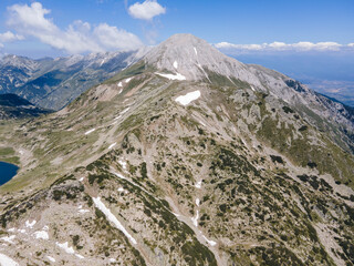 Aerial view of Pirin Mountain near Muratov peak, Bulgaria