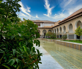 Inside the yard of an Arab palace, tourism concept, arab and islamic architecture, El Mechouar Palace