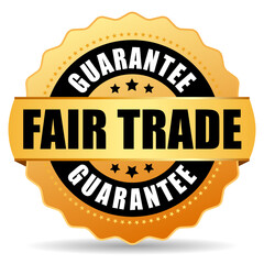 Fair trade guarantee vector gold icon
