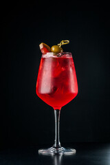 Cocktail with ice.  Mojito, aperol, soda, vodka, alcohol, martini.  Summer, cocktail, beach.  Cocktail on a black background.  Mint with lemon and ice.  Refreshing cocktail in hot weather