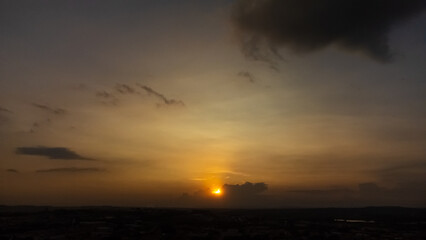 Sunset, wonderful sunset in Brazil, drone photo, natural light.