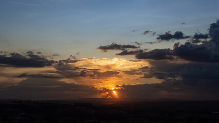 Sunset, wonderful sunset in Brazil, drone photo, natural light.