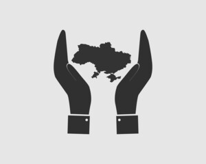 map of Ukraine in hands flat style black color vector
