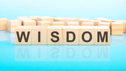 word Wisdom made with wood building blocks, business concept