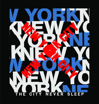 New York City repeat typography tee shirt design graphic  print