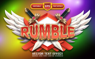 Rumble 3d game logo with editable text effect