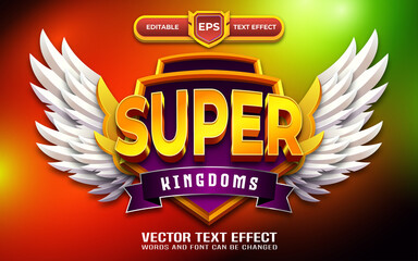 Super kingdoms emblem with editable text effect