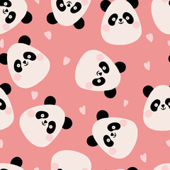 Cute panda. Vector. Cartoon style. Seamless Pattern, Background, Wallpaper. Perfect for prints
