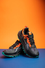 Running sneaker on non isolated background 