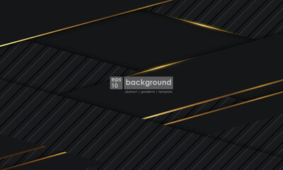 Abstract background black and golden lines luxury concept