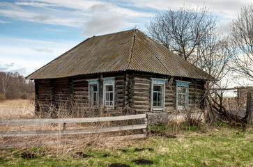 Naklejka premium Southern Urals, Bashkiria. The abandoned village house, a hut.