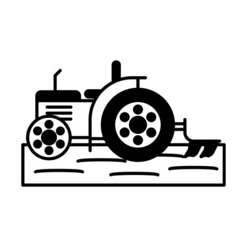 rotary tiller side view vector icon design, Farming and Agriculture symbol, village life Sign, Rural and Livestock stock illustration, Autonomous Self-Driving Tractors Concept