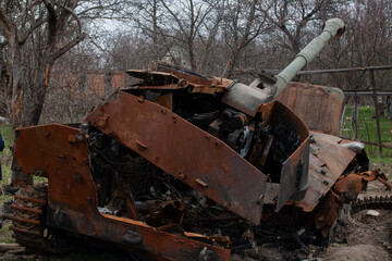 Destroyed Russian self-propelled unit burned down