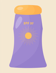 Sunscreen, lotion, tube for face and body, after-sun cosmetics, spa cream. Humidification from ultraviolet radiation. The concept of skin care. Protection against skin cancer. Vector illustration