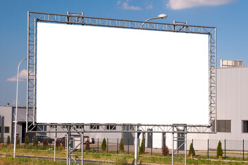 Blank white billboard mockup on a industrial zone