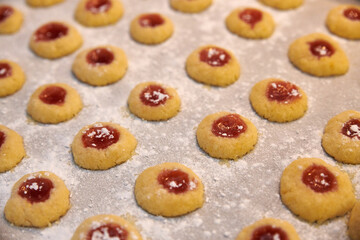 ox eye cookies on baking tray
