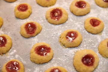 ox eye cookies on baking tray