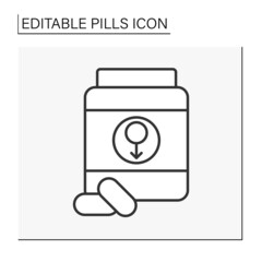  Drugs line icon. Male excitement pills. Pills concept. Isolated vector illustration. Editable stroke