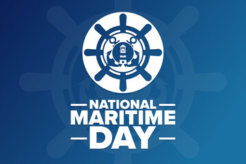 National Maritime Day. Holiday concept. Template for background, banner, card, poster with text inscription. Vector EPS10 illustration.