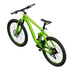 Green mountain bike on an isolated white background. 3d rendering.