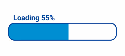 progress loading bar 55 percent (55%) on white background