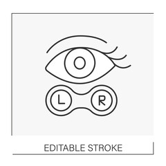 Vision line icon. Boxes for contact lenses. Vision corrections. Ophthalmology concept. Isolated vector illustration. Editable stroke