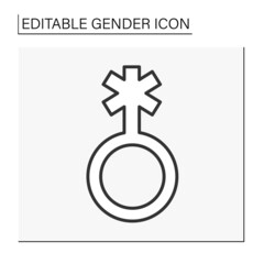  Genderqueer line icon. Mix male and female gender. Gender concept. Isolated vector illustration. Editable stroke