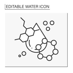  Drop line icon. Water chemical structure. H2O formula. Water concept. Isolated vector illustration. Editable stroke