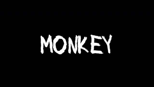 monkey wiggle text concept - Hand drawn animated wiggle . Two color - black and white. 2d typographic doodle animation. High resolution 4K.