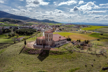 General view of Aldeavieja a town in Avila, seen from the hermitage